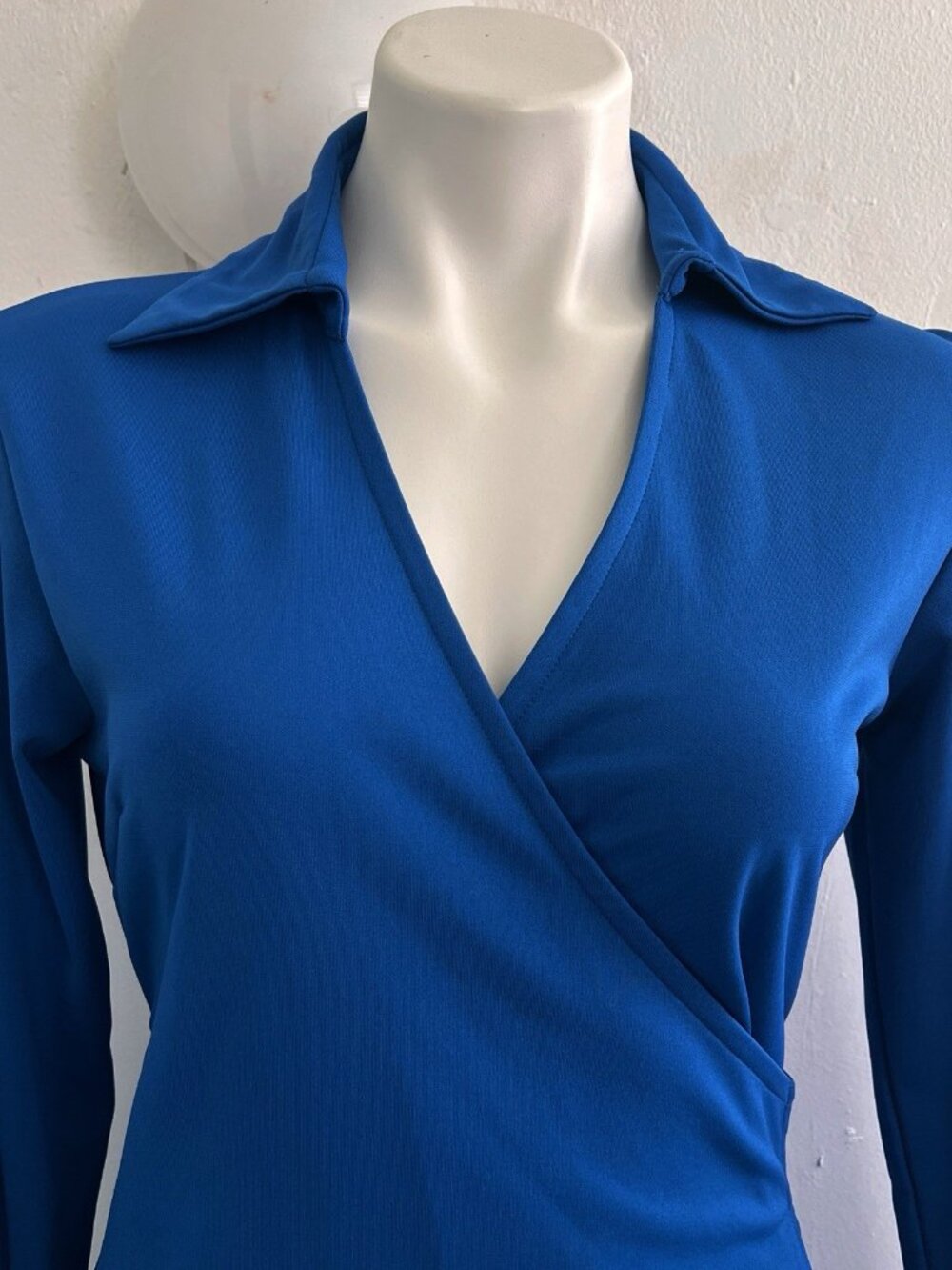 NEW Express Wrap Maxi Dress Royal Blue XL V-Neck Long Sleeve Womens - Picture 5 of 10